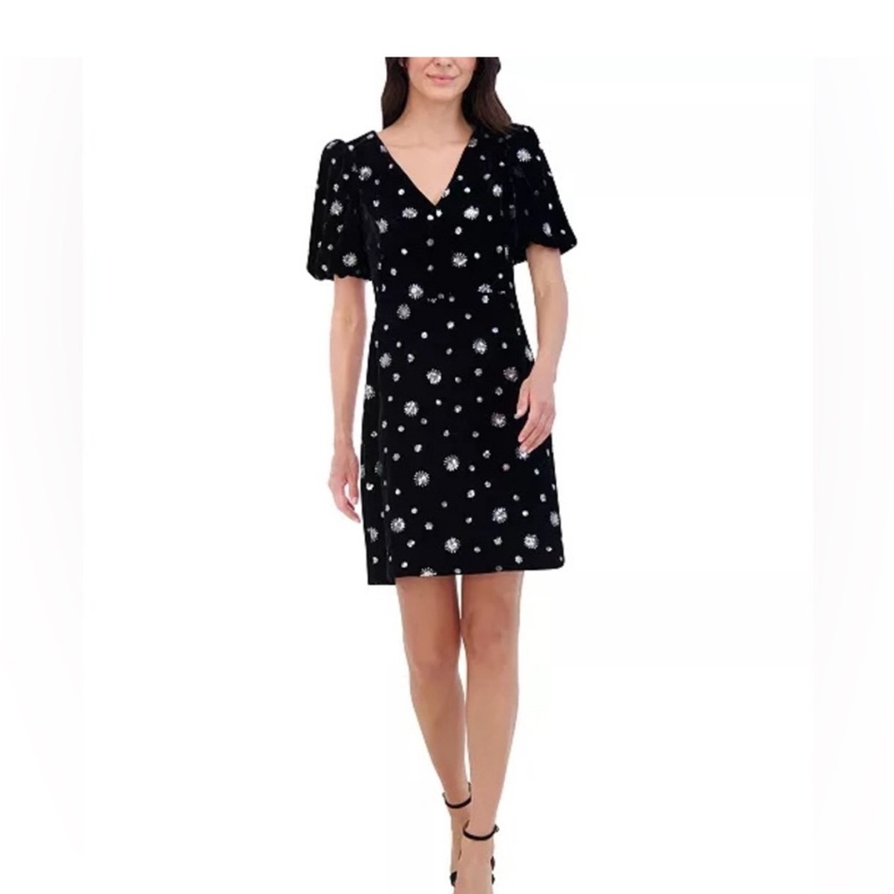 Eliza J Black Velvet Sequin Mini Dress